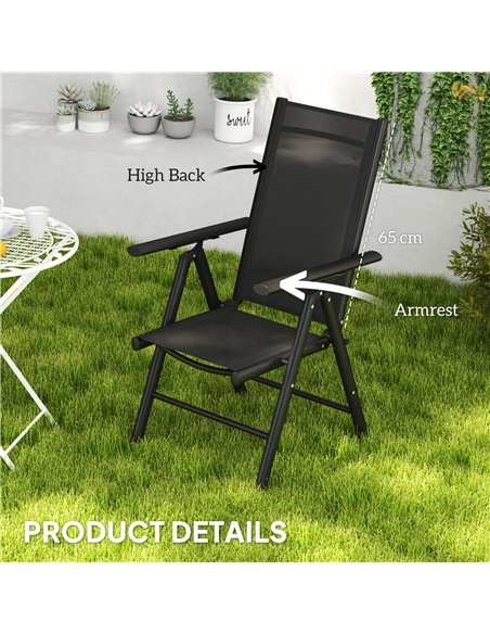 Outsunny Set of 2 Folding Chair, Aluminium Frame Outdoor Camping Chairs with Breathable Mesh Back and Seat, Garden Chair Set wit - pic 127926 | FastDaddyshop