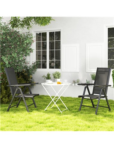 Outsunny Set of 2 Folding Chair, Aluminium Frame Outdoor Camping Chairs with Breathable Mesh Back and Seat, Garden Chair Set wit
