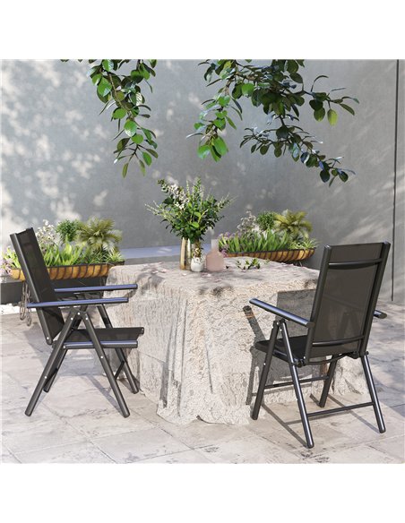 Outsunny Set of 2 Folding Chair, Aluminium Frame Outdoor Camping Chairs with Breathable Mesh Back and Seat, Garden Chair Set wit - pic 127928 | FastDaddyshop