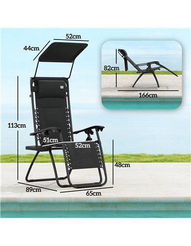 Outsunny Zero Gravity Lounger Chair Set of 2, Folding Reclining Patio Chair with Shade Cover, Padded Seat, Cup Holder, Soft Cush