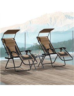 Outsunny Zero Gravity Lounger Chair Set of 2, Folding Reclining Patio Chair with Shade Cover, Cup Holder, Soft Cushion and Headr 2