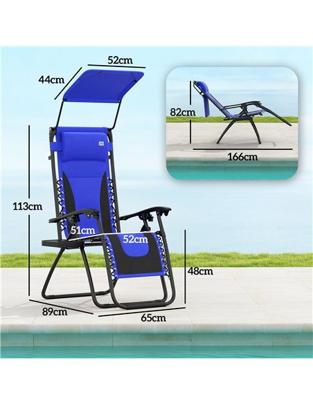 Outsunny Zero Gravity Lounger Chair Set of 2, Folding Reclining Patio Chair with Shade Cover, Cup Holder, Soft Cushion and Headr - pic 127949 | FastDaddyshop