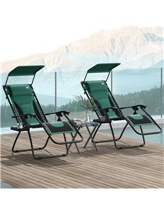 Outsunny Zero Gravity Lounger Chair Set of 2, Folding Reclining Patio Chair with Shade Cover, Padded Seat, Cup Holder, Soft Cush 2