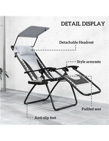 Outsunny Zero Gravity Lounger Chair Set of 2, Folding Reclining Patio Chair with Shade Cover, Padded Seat, Cup Holder, Soft Cush