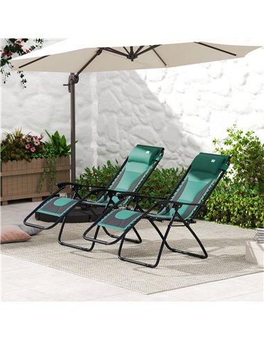 Outsunny Zero Gravity Lounger Chair Set of 2, Folding Reclining Patio Chair with Padded Seat, Cup Holder, Soft Cushion and Headr