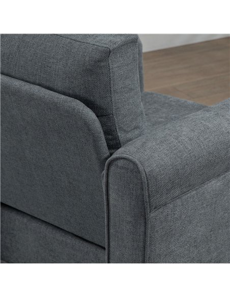 HOMCOM Vintage Accent Chair, Upholstered Occasional Chair with Back Pillow, Rolled Arms,  Rubber Wood Legs, Grey - pic 127990 | FastDaddyshop