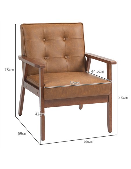 HOMCOM 2 Pack Retro-Style Accent Chair, with Faux Leather Seat - Brown - pic 127994 | FastDaddyshop