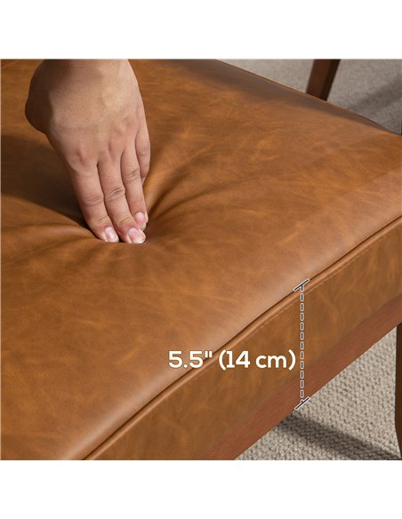 HOMCOM 2 Pack Retro-Style Accent Chair, with Faux Leather Seat - Brown - pic 127998 | FastDaddyshop