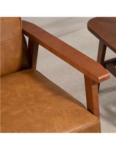 HOMCOM 2 Pack Retro-Style Accent Chair, with Faux Leather Seat - Brown