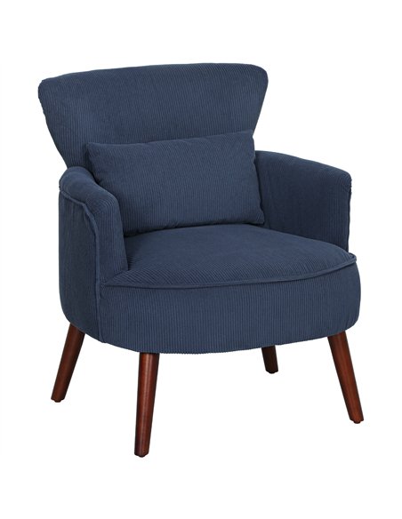 HOMCOM Corduroy Retro Accent Chair - Blue - pic 128001 | FastDaddyshop