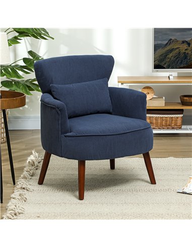 HOMCOM Corduroy Retro Accent Chair - Blue