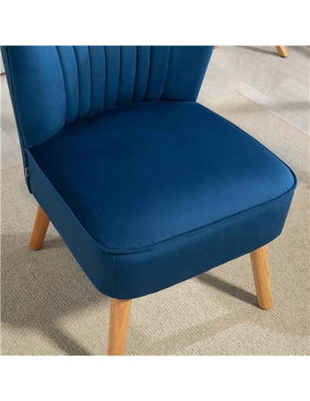 HOMCOM Modern Accent Chair, Fabric Living Room Chair with Rubber Wood Legs and Thick Padding, Dark Blue - pic 128015 | FastDaddyshop