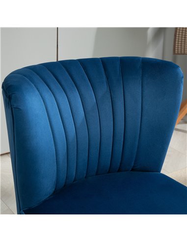 HOMCOM Modern Accent Chair, Fabric Living Room Chair with Rubber Wood Legs and Thick Padding, Dark Blue