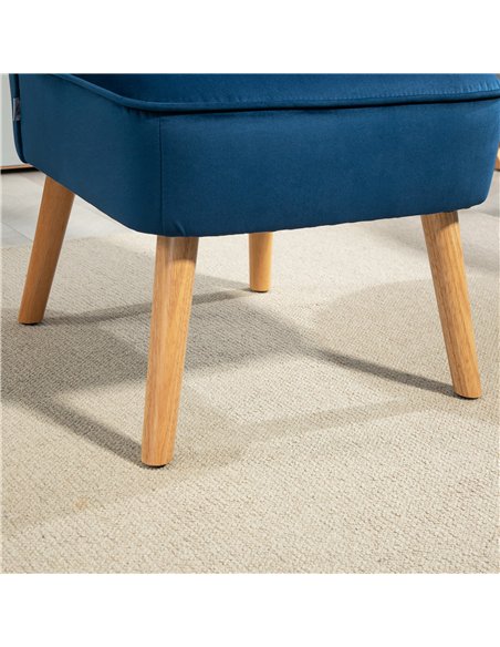 HOMCOM Modern Accent Chair, Fabric Living Room Chair with Rubber Wood Legs and Thick Padding, Dark Blue - pic 128017 | FastDaddyshop