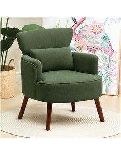 HOMCOM Corduroy Retro Accent Chair - Green 2