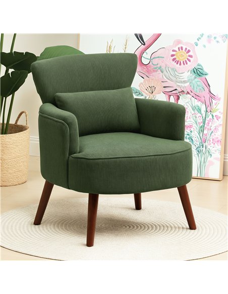 HOMCOM Corduroy Retro Accent Chair - Green - pic 128020 | FastDaddyshop