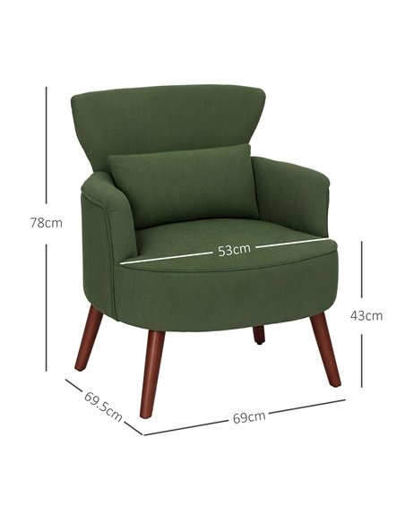HOMCOM Corduroy Retro Accent Chair - Green - pic 128021 | FastDaddyshop