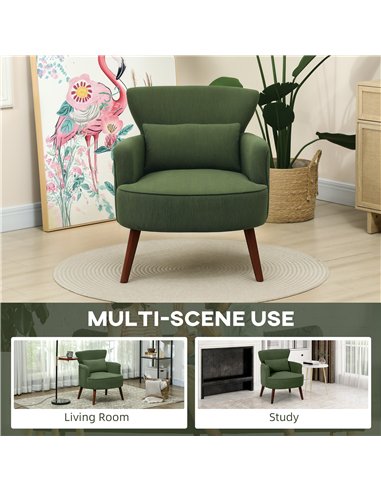 HOMCOM Corduroy Retro Accent Chair - Green
