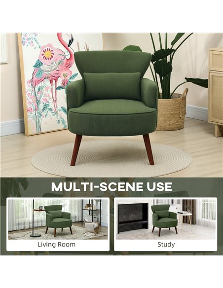 HOMCOM Corduroy Retro Accent Chair - Green - pic 128026 | FastDaddyshop