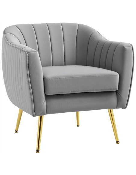 HOMCOM Velvet-Feel Shell Back Accent Chair - Grey - pic 128028 | FastDaddyshop