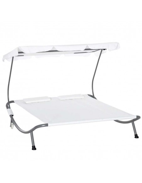 Outsunny Double Hammock Bed with Pillows, Cream White - pic 12803 | FastDaddyshop