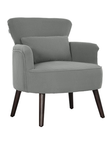 HOMCOM Corduroy Retro Accent Chair - Light Grey - pic 128037 | FastDaddyshop
