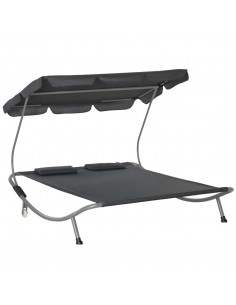 Outsunny Double Hammock Bed with Pillows, Grey