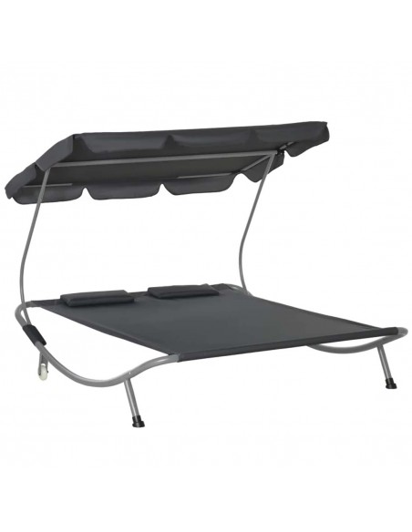 Outsunny Double Hammock Bed with Pillows, Grey - pic 12804 | FastDaddyshop