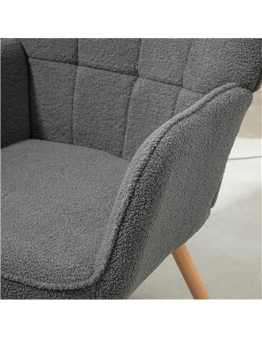 HOMCOM Teddy Fleece Wingback Accent Chair - Grey
