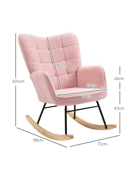 HOMCOM Soft Fleecey Rocking Wingback Chair - Pink - pic 128066 | FastDaddyshop