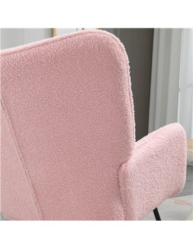 HOMCOM Soft Fleecey Rocking Wingback Chair - Pink