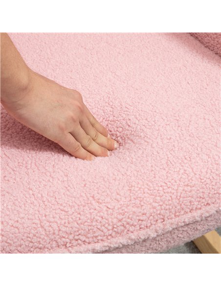 HOMCOM Soft Fleecey Rocking Wingback Chair - Pink - pic 128072 | FastDaddyshop