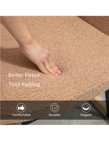 HOMCOM Soft Fleecey Rocking Wingback Chair - Light Brown