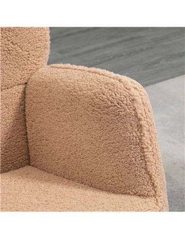 HOMCOM Soft Fleecey Rocking Wingback Chair - Light Brown