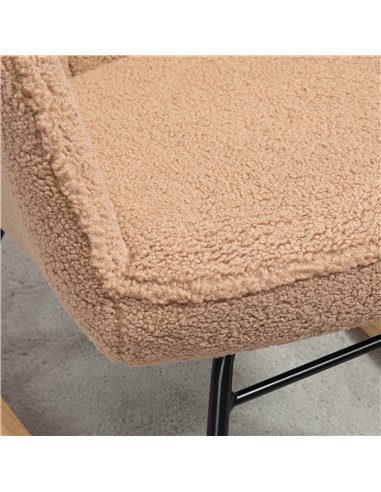 HOMCOM Soft Fleecey Rocking Wingback Chair - Light Brown