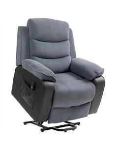 HOMCOM Overstuffed Corduroy Electric Lift Chair - Dark Grey