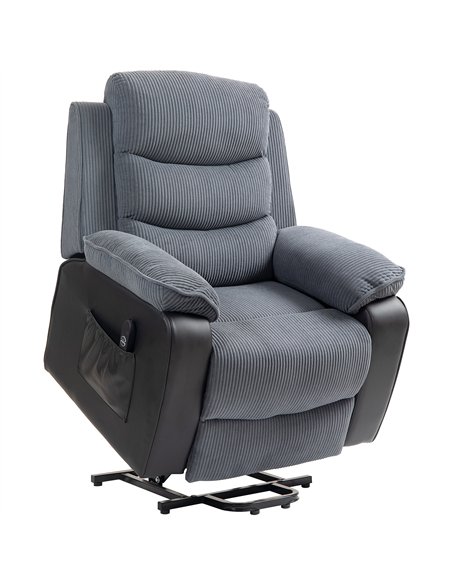 HOMCOM Overstuffed Corduroy Electric Lift Chair - Dark Grey - pic 128082 | FastDaddyshop