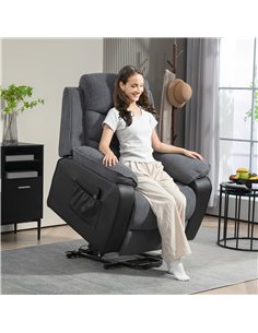 HOMCOM Overstuffed Corduroy Electric Lift Chair - Dark Grey 2