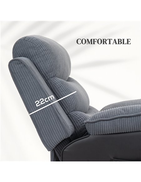 HOMCOM Overstuffed Corduroy Electric Lift Chair - Dark Grey - pic 128087 | FastDaddyshop