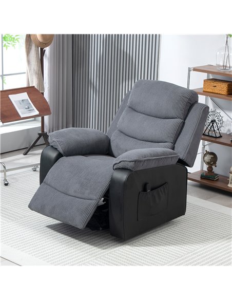 HOMCOM Overstuffed Corduroy Electric Lift Chair - Dark Grey - pic 128090 | FastDaddyshop