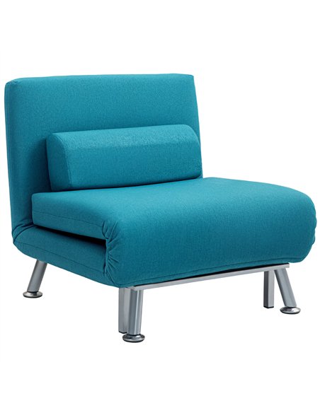 HOMCOM Single Linen-Feel Sleeper Chair - Dark Blue - pic 128091 | FastDaddyshop