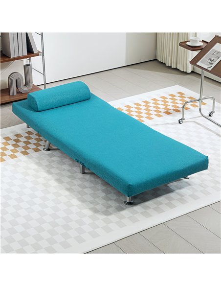 HOMCOM Single Linen-Feel Sleeper Chair - Dark Blue - pic 128098 | FastDaddyshop