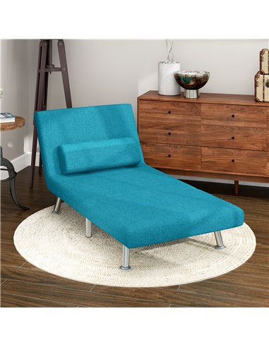 HOMCOM Single Linen-Feel Sleeper Chair - Dark Blue