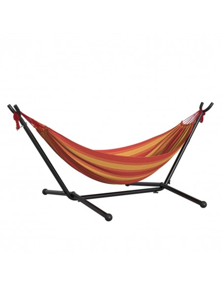 Outsunny Hammock with Metal Stand and Portable Carrying Bag, Red Stripes - pic 12810 | FastDaddyshop