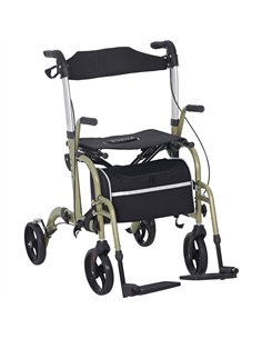 HOMCOM Rollator Walker Wheelchair, with Brakes and Bag - Yellow/Green