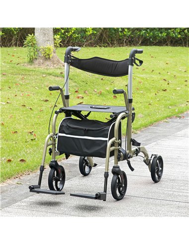 HOMCOM Rollator Walker Wheelchair, with Brakes and Bag - Yellow/Green