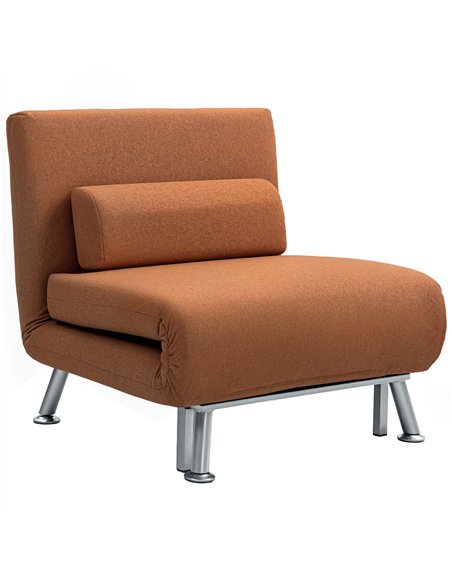 HOMCOM Single Linen-Feel Sleeper Chair - Coffee - pic 128109 | FastDaddyshop