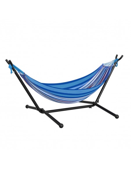 Outsunny Hammock with Metal Stand and Portable Carrying Bag, White Stripe - pic 12811 | FastDaddyshop