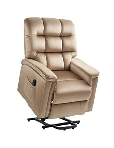 HOMCOM Velvet-Feel Electric Lift Recliner Chair - Brown