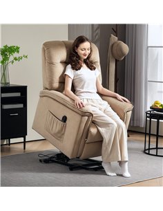HOMCOM Velvet-Feel Electric Lift Recliner Chair - Brown 2